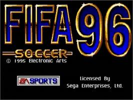 Title screen of FIFA 96 on the Sega Genesis.