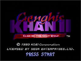 Title screen of Genghis Khan 2: Clan of the Grey Wolf on the Sega Genesis.