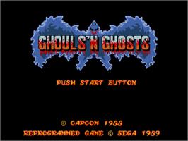 Title screen of Ghouls'n Ghosts on the Sega Genesis.