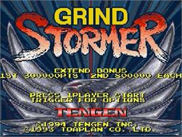 Title screen of Grind Stormer on the Sega Genesis.