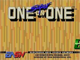 Title screen of Jordan vs. Bird: One-on-One on the Sega Genesis.