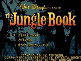 Title screen of Jungle Book, The on the Sega Genesis.