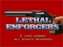 Title screen of Lethal Enforcers on the Sega Genesis.
