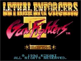 Title screen of Lethal Enforcers II: Gun Fighters on the Sega Genesis.