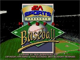 Title screen of MLBPA Baseball on the Sega Genesis.