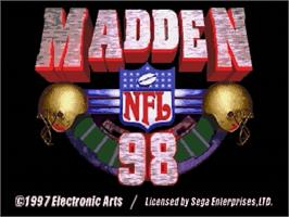 Title screen of Madden NFL '98 on the Sega Genesis.