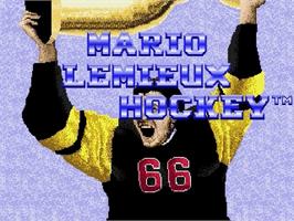 Title screen of Mario Lemieux Hockey on the Sega Genesis.