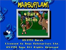 Title screen of Marsupilami on the Sega Genesis.