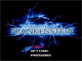 Title screen of Mary Shelley's Frankenstein on the Sega Genesis.