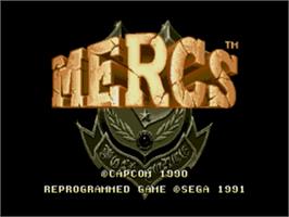 Title screen of Mercs on the Sega Genesis.