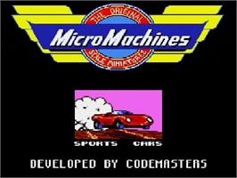 Title screen of Micro Machines: Turbo Tournament 96 on the Sega Genesis.