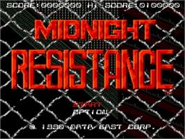 Title screen of Midnight Resistance on the Sega Genesis.