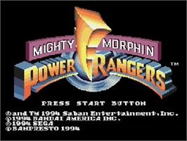 Title screen of Mighty Morphin Power Rangers on the Sega Genesis.