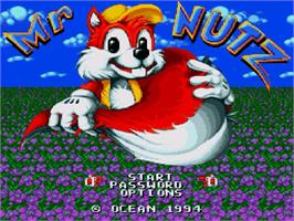 Title screen of Mr Nutz on the Sega Genesis.