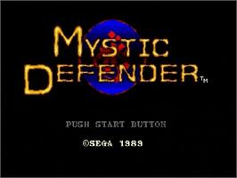 Title screen of Mystic Defender on the Sega Genesis.
