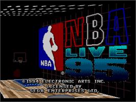Title screen of NBA Live '95 on the Sega Genesis.