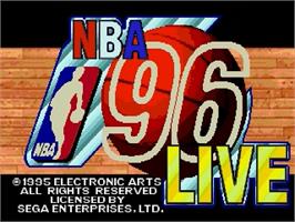 Title screen of NBA Live '96 on the Sega Genesis.