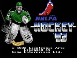 Title screen of NHLPA Hockey '93 on the Sega Genesis.
