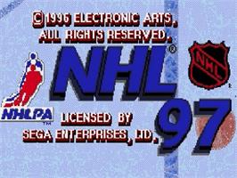 Title screen of NHL '97 on the Sega Genesis.