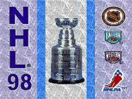 Title screen of NHL '98 on the Sega Genesis.
