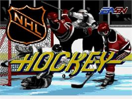 Title screen of NHL Hockey on the Sega Genesis.