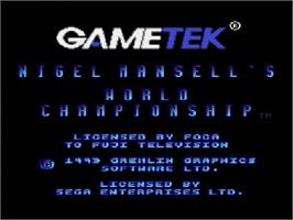 Title screen of Nigel Mansell's World Championship on the Sega Genesis.