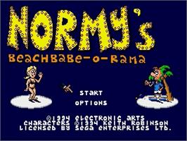 Title screen of Normy's Beach Babe-O-Rama on the Sega Genesis.