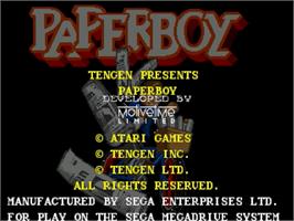 Title screen of Paperboy on the Sega Genesis.