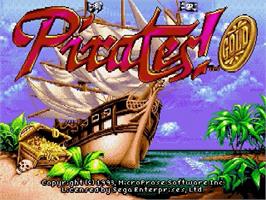 Title screen of Pirates! Gold on the Sega Genesis.