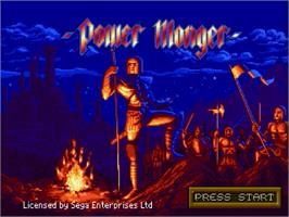Title screen of Powermonger on the Sega Genesis.