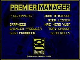 Title screen of Premier Manager on the Sega Genesis.