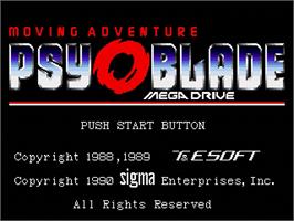 Title screen of Psy-O-Blade on the Sega Genesis.