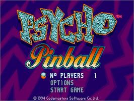 Title screen of Psycho Pinball on the Sega Genesis.