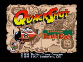 Title screen of QuackShot starring Donald Duck on the Sega Genesis.