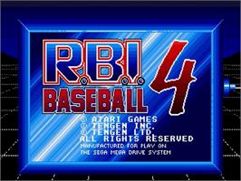 Title screen of R.B.I. Baseball 4 on the Sega Genesis.
