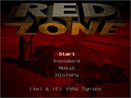 Title screen of Red Zone on the Sega Genesis.