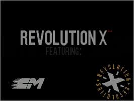 Title screen of Revolution X on the Sega Genesis.