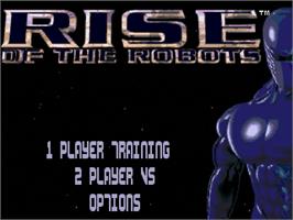Title screen of Rise of the Robots on the Sega Genesis.