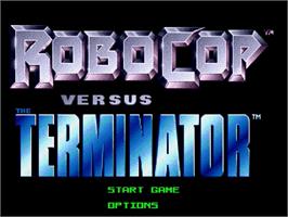 Title screen of Robocop vs. the Terminator on the Sega Genesis.