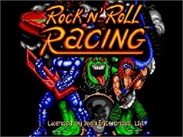 Title screen of Rock 'n Roll Racing on the Sega Genesis.