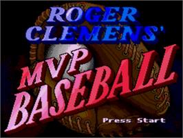 Title screen of Roger Clemens' MVP Baseball on the Sega Genesis.
