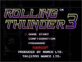 Title screen of Rolling Thunder 3 on the Sega Genesis.