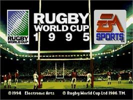Title screen of Rugby World Cup 95 on the Sega Genesis.