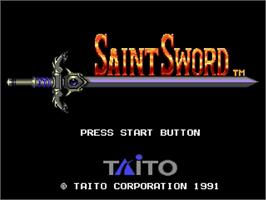 Title screen of Saint Sword on the Sega Genesis.