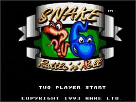 Title screen of Snake Rattle 'n Roll on the Sega Genesis.