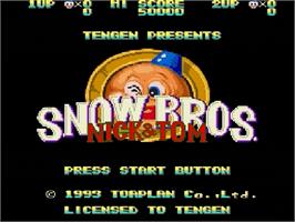 Title screen of Snow Bros. Nick & Tom on the Sega Genesis.