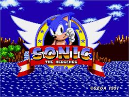 Title screen of Sonic The Hedgehog on the Sega Genesis.