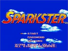 Title screen of Sparkster on the Sega Genesis.