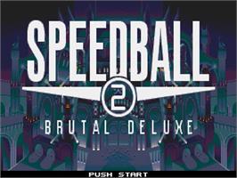 Title screen of Speedball 2: Brutal Deluxe on the Sega Genesis.