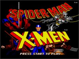 Title screen of Spider-Man and the X-Men: Arcade's Revenge on the Sega Genesis.